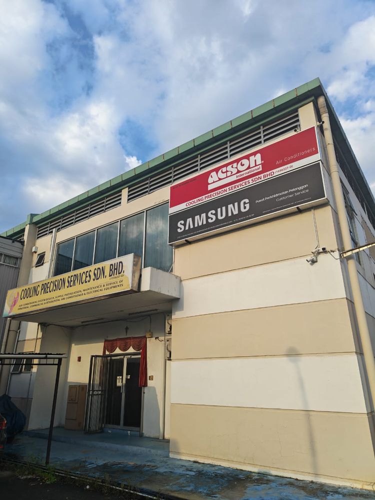 Cooling Precision Services building at KKIP with Acson and Samsung signboards